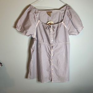 Art and Soul womens blue & white striped blouse-xl